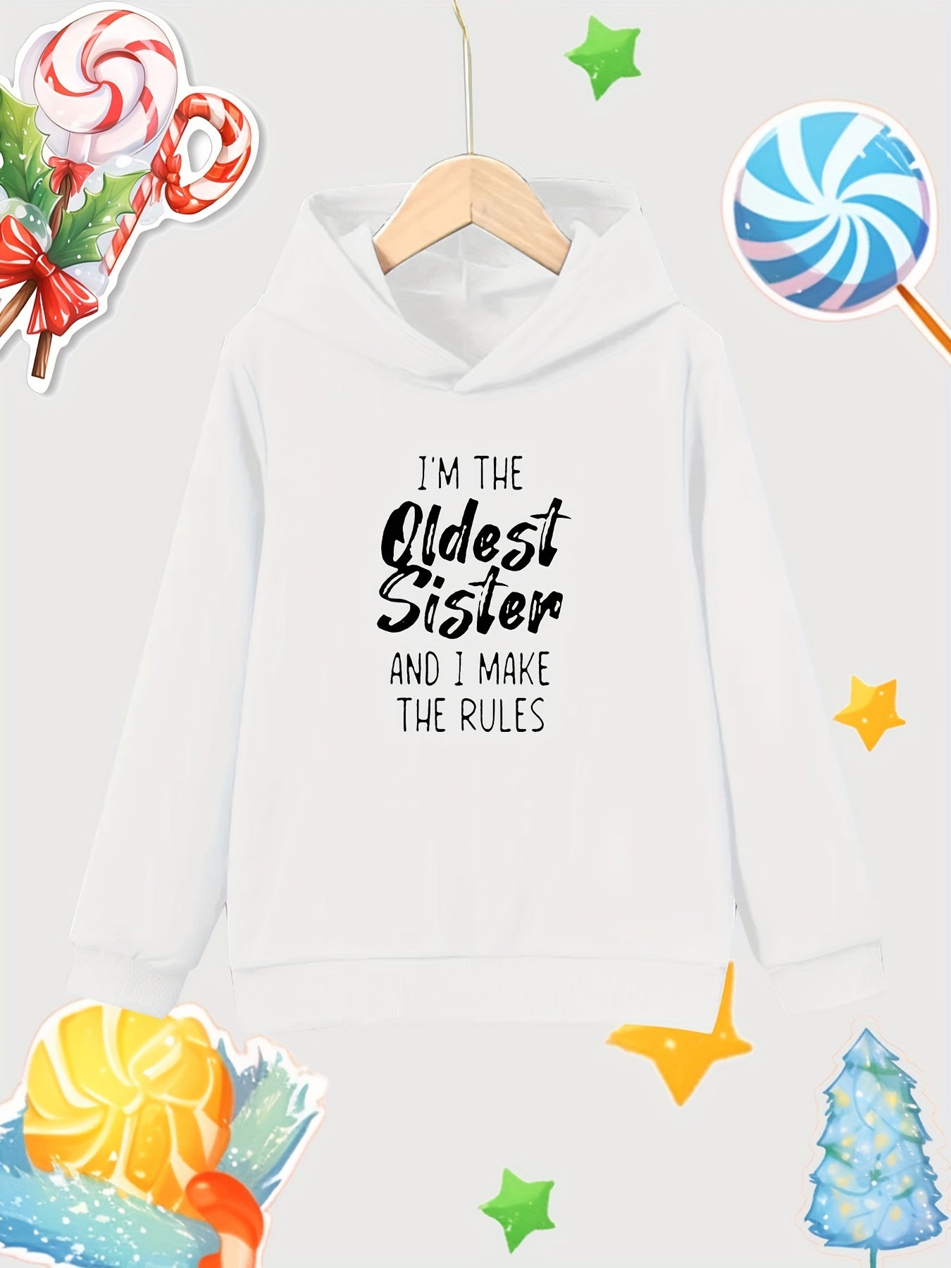 Oldest Sister Rules Hooded Sweatshirt for Girls
