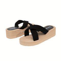 Women's Wedge Sandals Open Toe Slip On Platform Slide Sandals