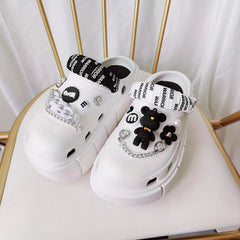 13pcs Violent Bear Silver Chain Flower Buckle Shoelaces Set
