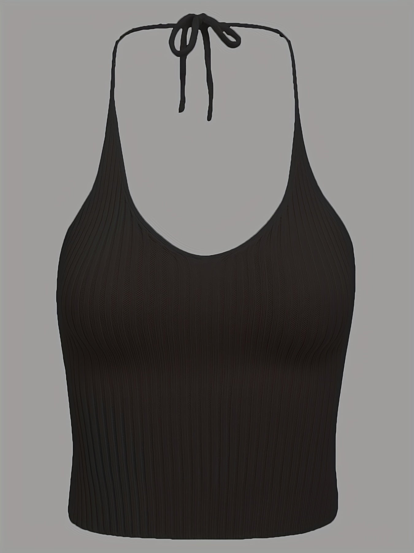 Sexy Lace Up Crop Halter Top Solid Sleeveless