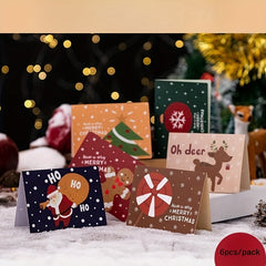 6 Pcs Cartoon Christmas Card DIY Folding Small Card