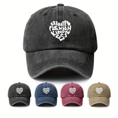 Heart Pattern Retro Baseball Cap Adjustable Sunscreen Hat