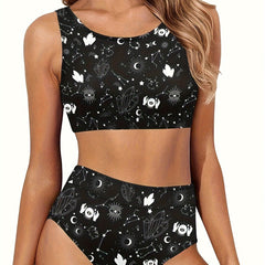 Plus Starry Sky Print Tank Bra & Panty Swimsuit Set