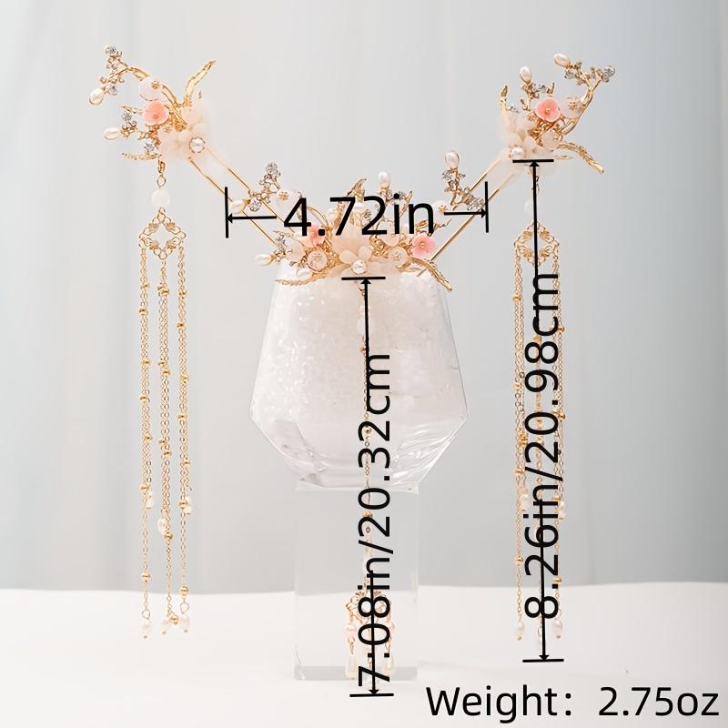 Faux Pearl Crystal Flower Tassels Hairpin Headband Wedding Bridal Jewelry