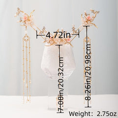Faux Pearl Crystal Flower Tassels Hairpin Headband Wedding Bridal Jewelry