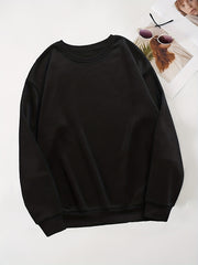 Women's Solid Crew Neck Sweatshirt for Fall & Winter