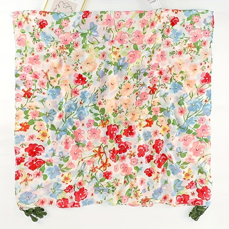 Floral Fringed Scarf Mature Soft Sunscreen Shawl Wrap Long