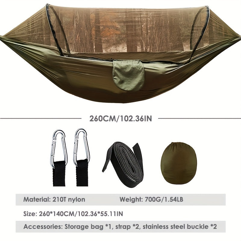 Nylon Hammock with Quick Opening Mosquito Net for Outdoor Camping