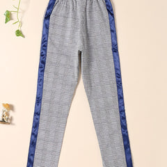 Girls Plaid Print Casual Pants Trousers Elastic Waist Ankle Length
