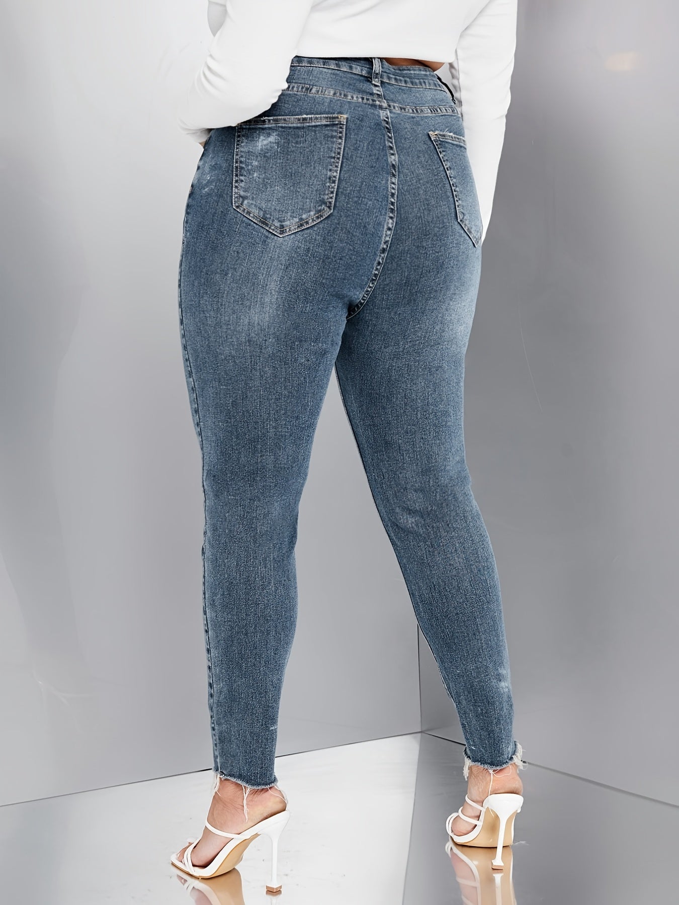 Skinny Jeans High Rise Slim Fit Stretch Denim Pants