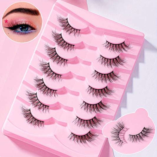 7 Pairs Natural 5D Curly Half Eyelashes 14mm - Lengthening & Thickening