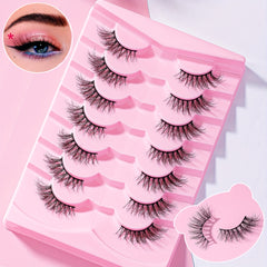 7 Pairs Natural 5D Curly Half Eyelashes 14mm - Lengthening & Thickening
