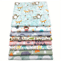 8pcs Jungle Animal Printed Cotton Patchwork DIY Sewing Material