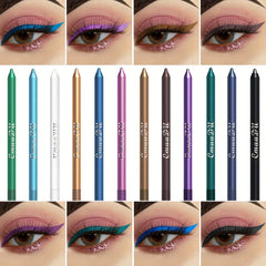 12 Colorful Metallic Eyeliner Pens Long Lasting Waterproof Stick