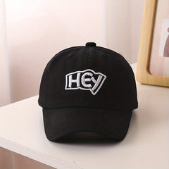 Girls HEY Embroidered Baseball Cap Breathable Sunscreen Hat For Kids