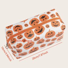 Halloween Pumpkin Print Makeup Bag Square Zipper Pouch