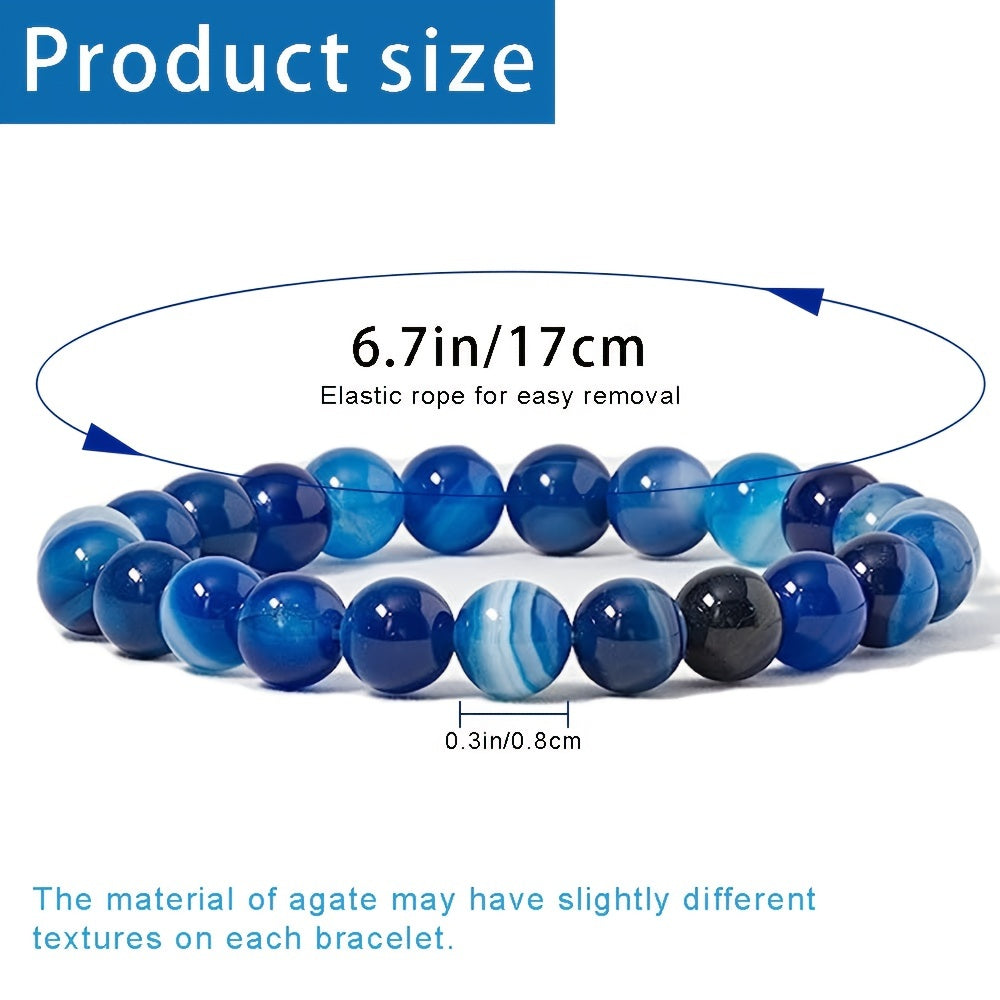 Gemstone Beaded Stretch Bracelet 8mm Round Beads 7"