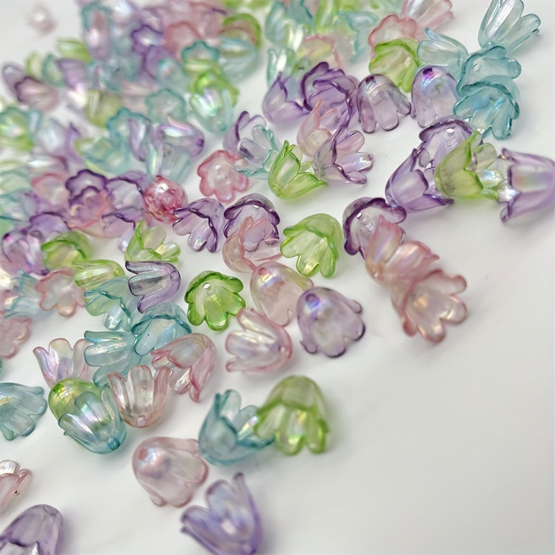 100pcs Straight Hole Small Flower Mixed Beads Bulk