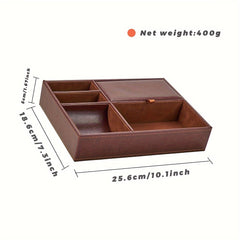 Faux Leather Storage Tray Bedside Cabinet Storage Box Glasses Phone Jewelry
