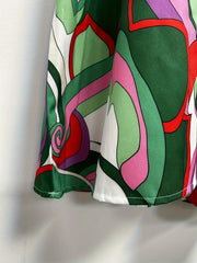 Abstract Print Keyhole Dress Casual Sleeveless Summer Midi Dress