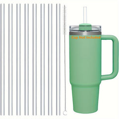 8pcs Replacement Straws with Cleaning Brush - Reusable Cup Accessories