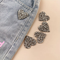 5pcs Silvery Love Rhinestone Crystal Stickers Adhesive Diamond