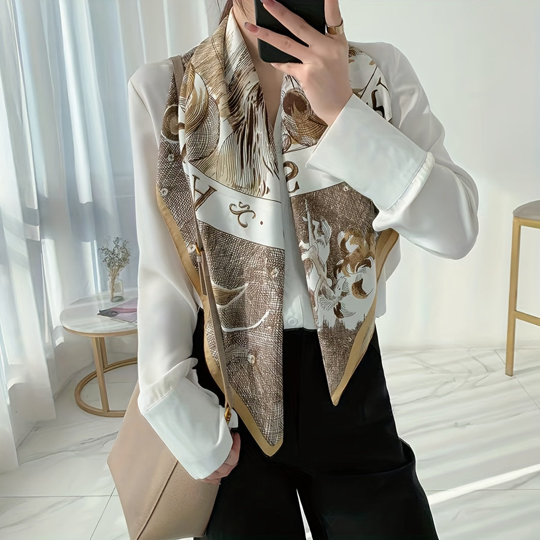 Boho Print Bandana Vintage Square Scarf Silk Shawl Classic Head Wraps For Women