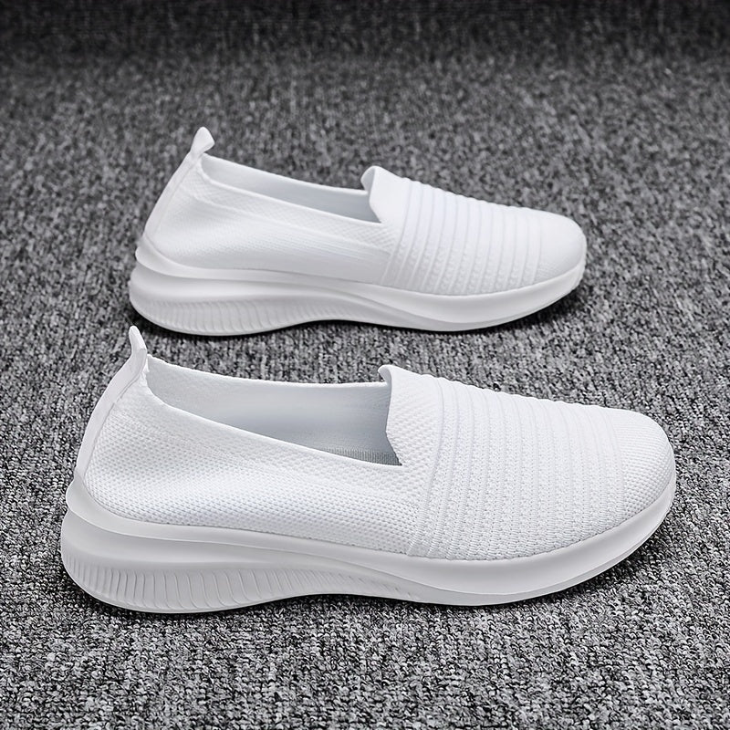 Women's Lightweight Slip On Outdoor Shoes Breathable Flying Woven Sneakers