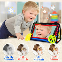 3-in-1 Sensory Mirror Cloth Book for Babies High Contrast Visual Stimulation Toy