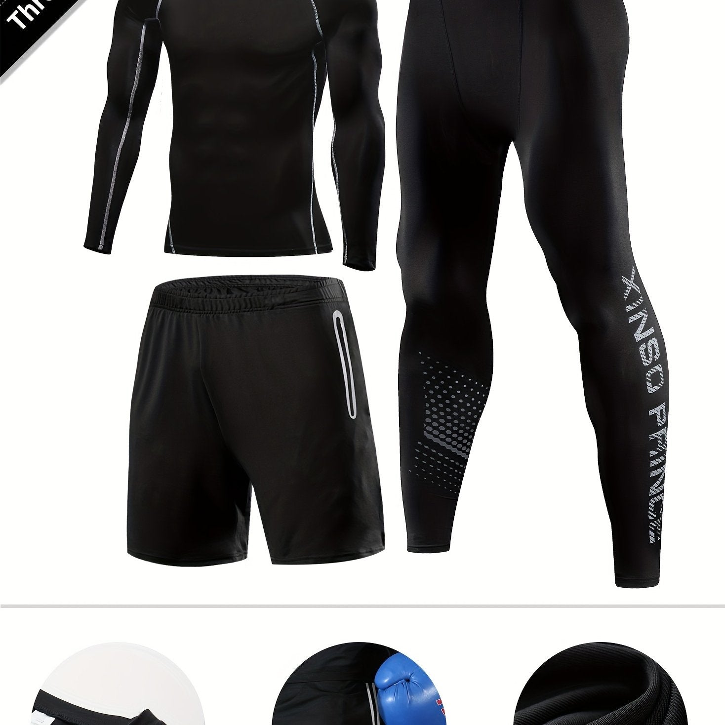 Men's 3 Piece Compression Suit Set for Sports & Fitness