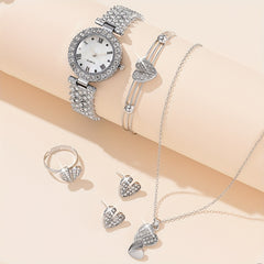 Kids Rhinestone Round Watch + 5 Jewelry Sets