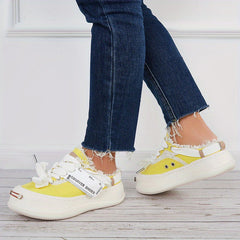 Women's Canvas Lace-Up Walking Shoes Outdoor Sneakers