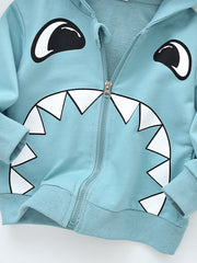 Kids Cartoon Print Zipper Hoodie