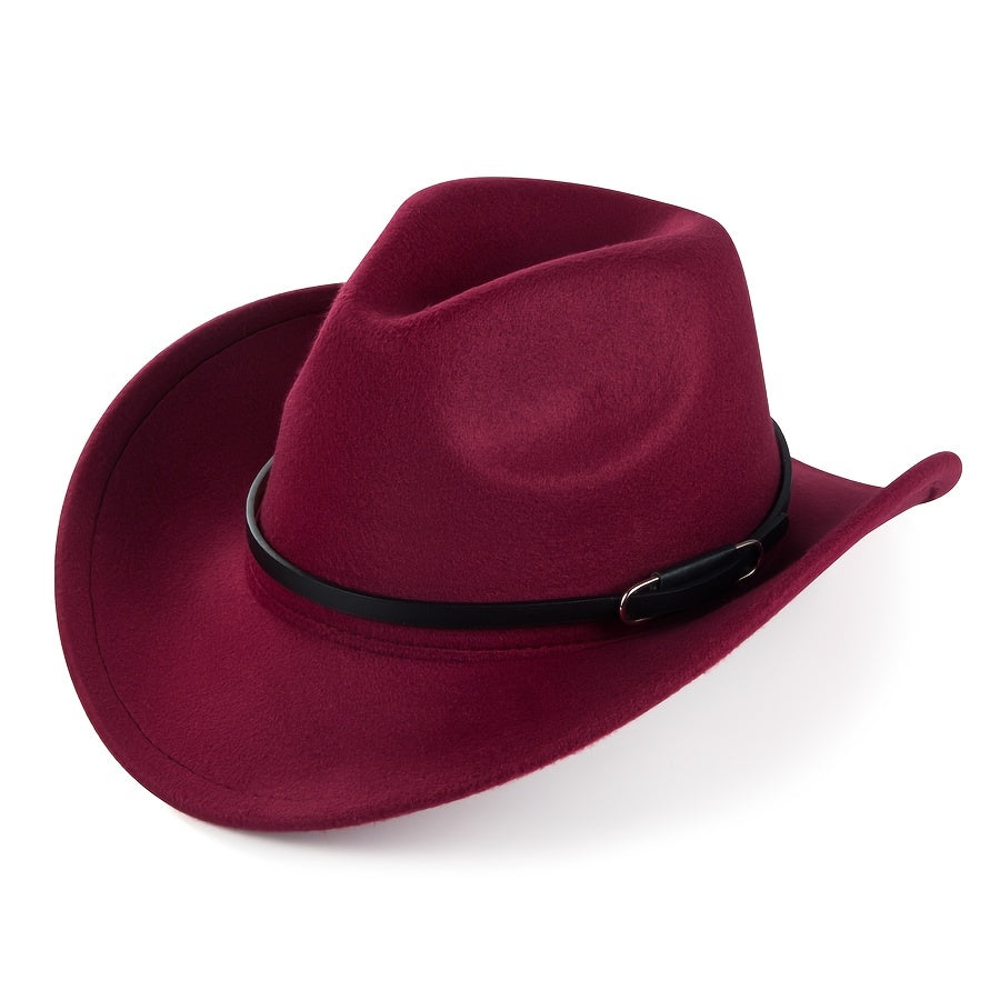 Western Cowboy Felt Hat Men's Rolled Brim Jazz Hat