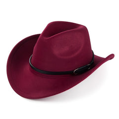 Western Cowboy Felt Hat Men's Rolled Brim Jazz Hat