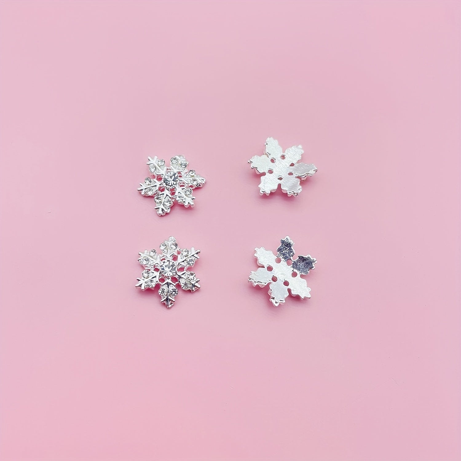 10pcs Christmas Snowflake Nail Charms with Rhinestones 3D Nail Gem Jewelry