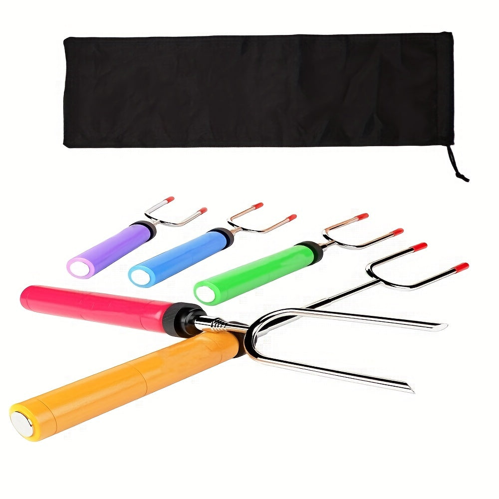 5pcs Telescopic Stainless Steel Cooking Forks Kit for Camping