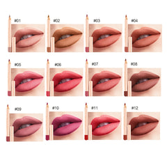 Matte Lip Liner Pencils Set 12 Assorted Colors Soft Waterproof Long Lasting