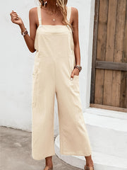 Loose Overall Jumpsuit Solid Wide Leg Sleeveless Jumpsuit