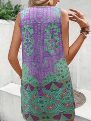 Floral Print Boho Tank Dress with Pockets