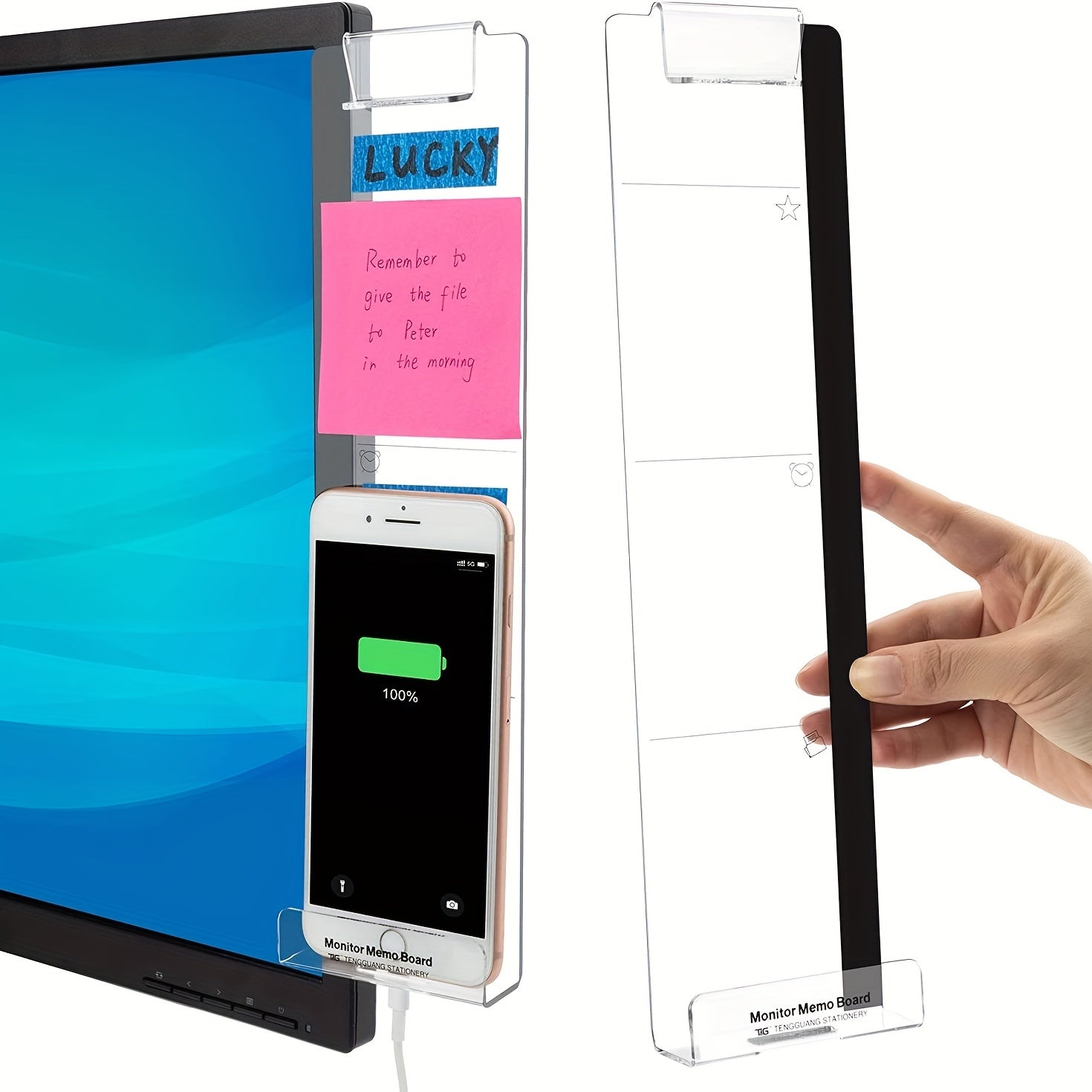 2pcs Monitor Memo Board Office Accessories Desktop Message Holder
