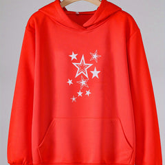 Girls Cartoon Stars Pattern Hooded Sweatshirt for Spring and Autumn
