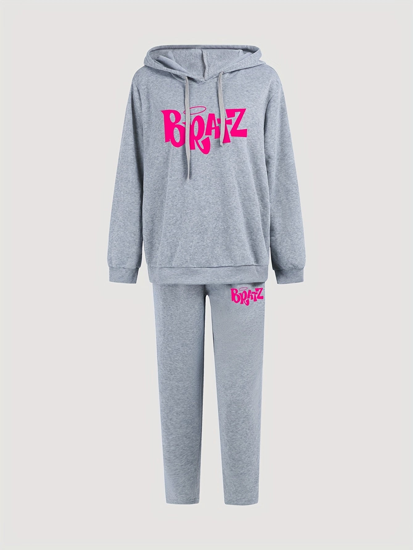 Art Letter Print Hoodie & Sweatpants Set