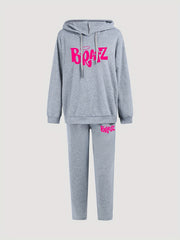 Art Letter Print Hoodie & Sweatpants Set
