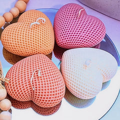 3D Grid Heart Silicone Candle Mold Soap Mousse Chocolate Cake Resin