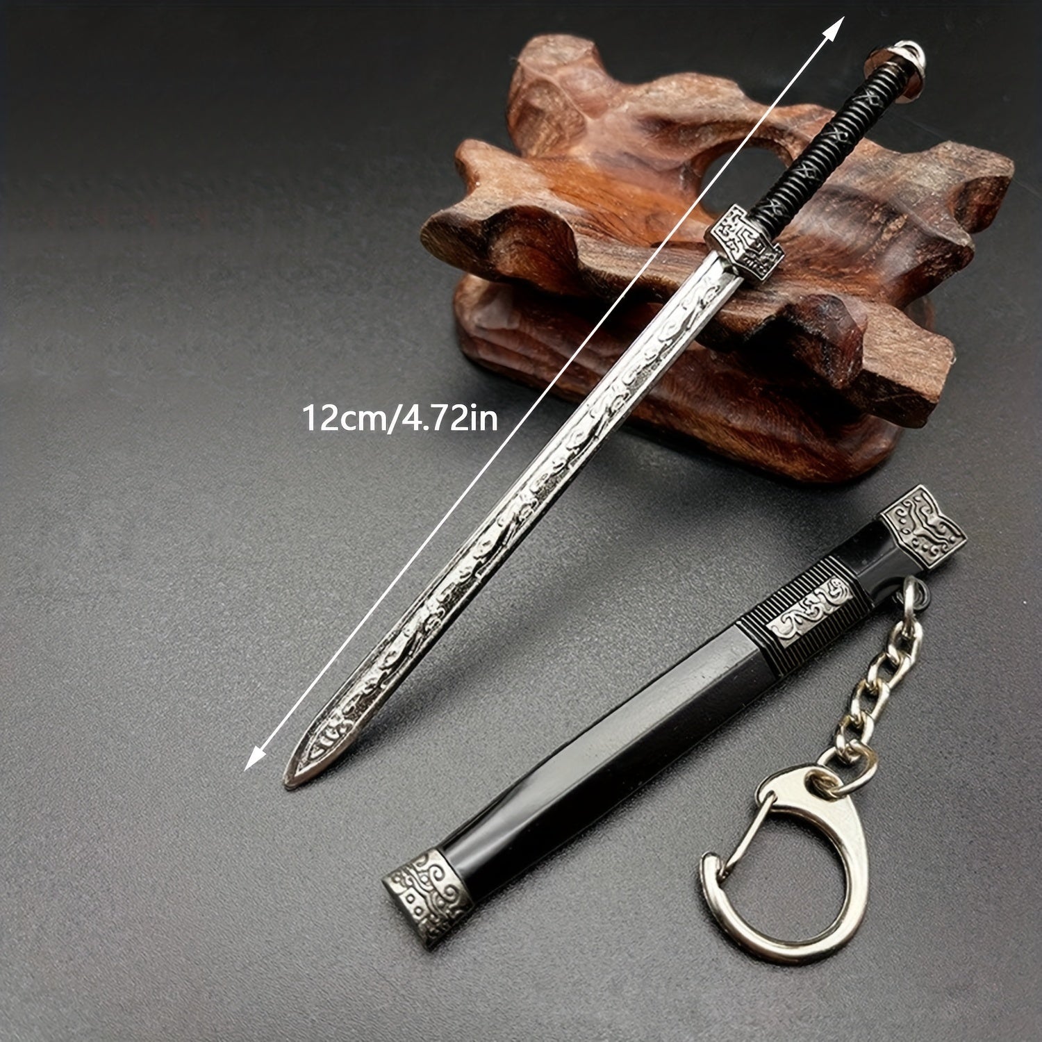 Mini Sword Shape Pendant Keychain Weapon Model with Sheath Toy Pendant
