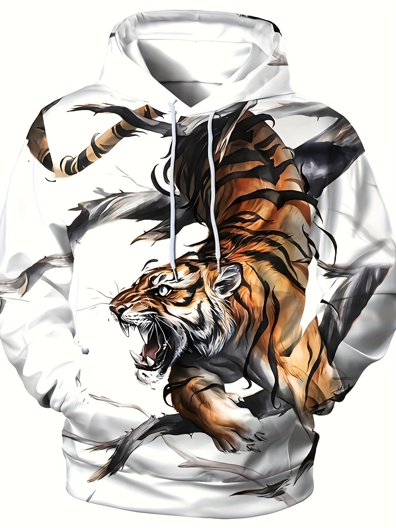 3D Digital Cat Print Hoodies For Men Graphic Sweatshirt With Kangaroo Pocket