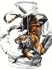 3D Digital Cat Print Hoodies For Men Graphic Sweatshirt With Kangaroo Pocket
