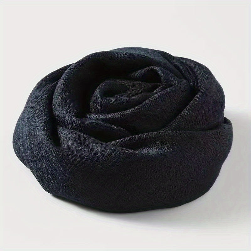 Frayed Edge Crinkle Scarf Solid Breathable Shawl Women Outdoor Hijab Turban