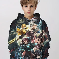 Anime Pattern 3D Print Boys Hooded Sweatshirt Spring Fall Kids Hoodie Tops